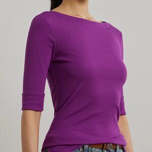 LAUREN RALPH LAUREN | XS/TP | STRETCH COTTON BOATNECK TOP